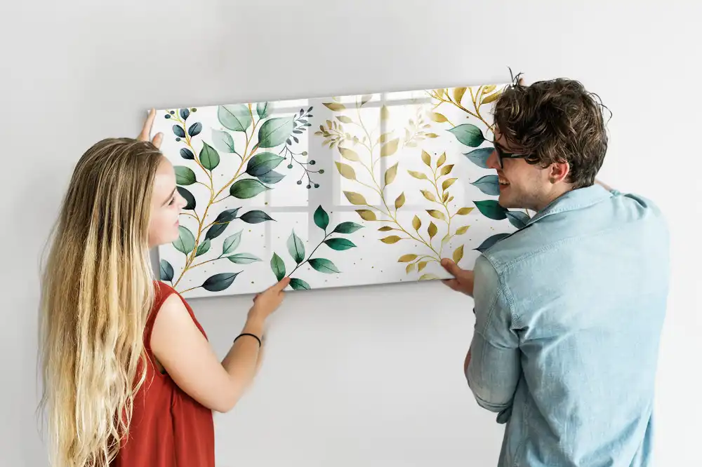 Tableau magnétique pour écriture motif feuille de plante