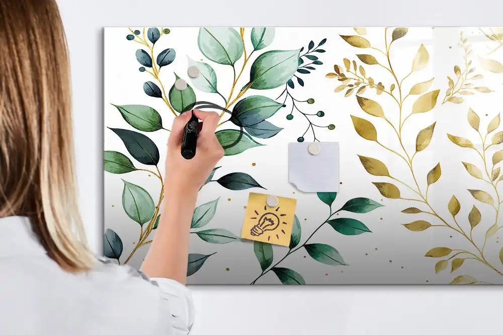 Tableau magnétique pour écriture motif feuille de plante