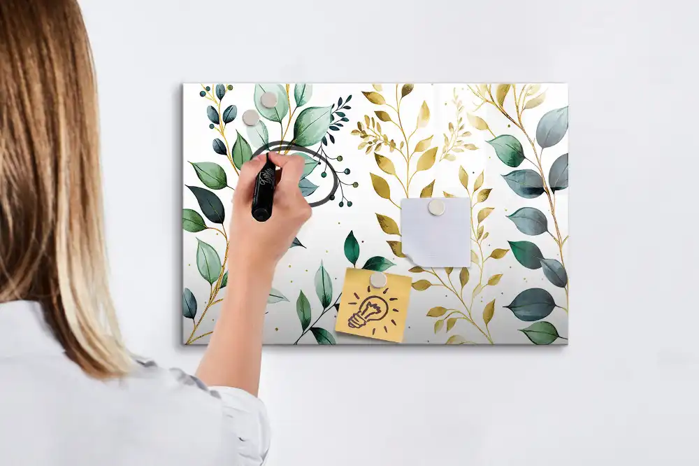 Tableau magnétique pour écriture motif feuille de plante