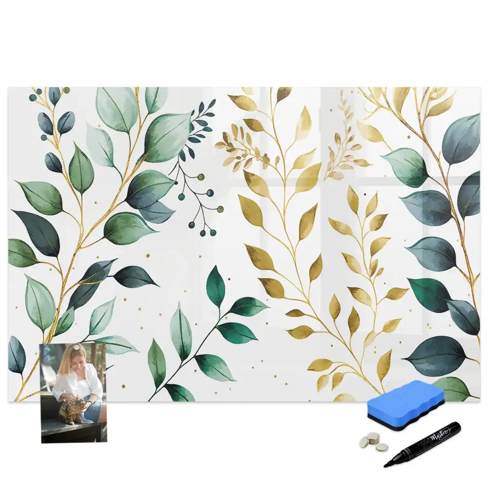 Tableau magnétique pour écriture motif feuille de plante