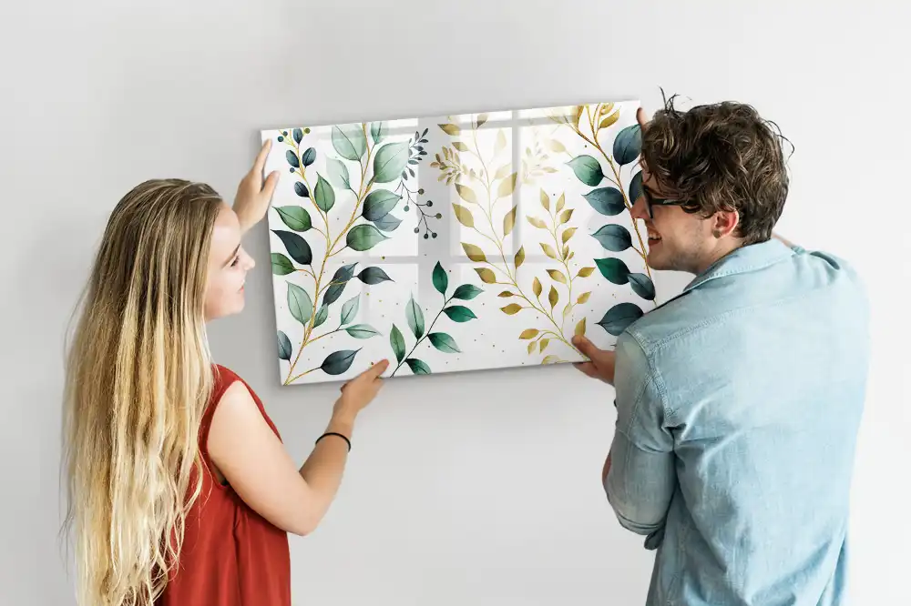 Tableau magnétique pour écriture motif feuille de plante