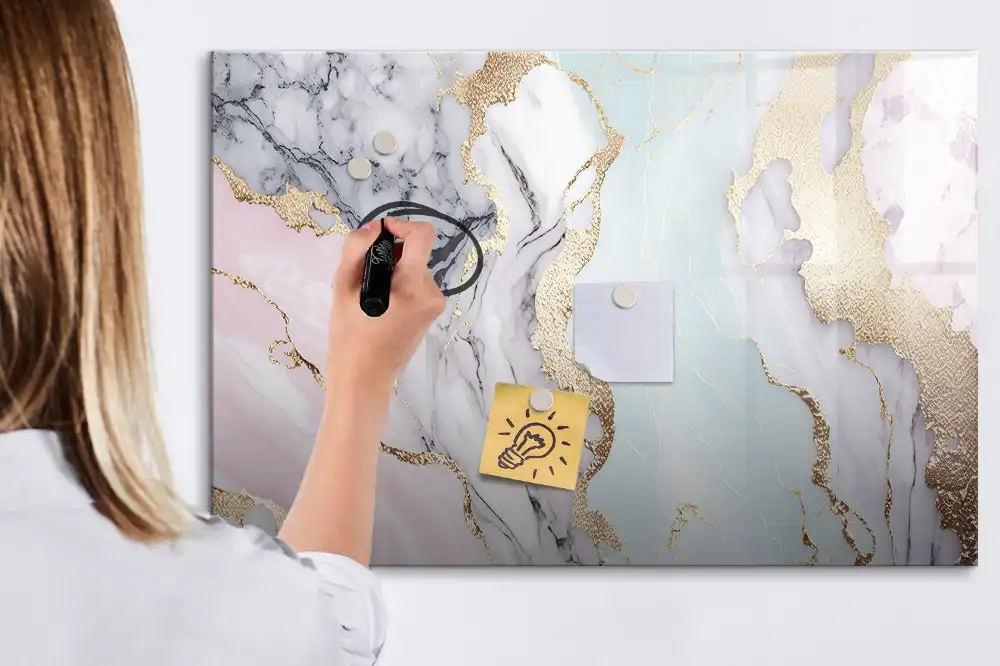 Tableau magnétique à dessiner motif marbre naturel
