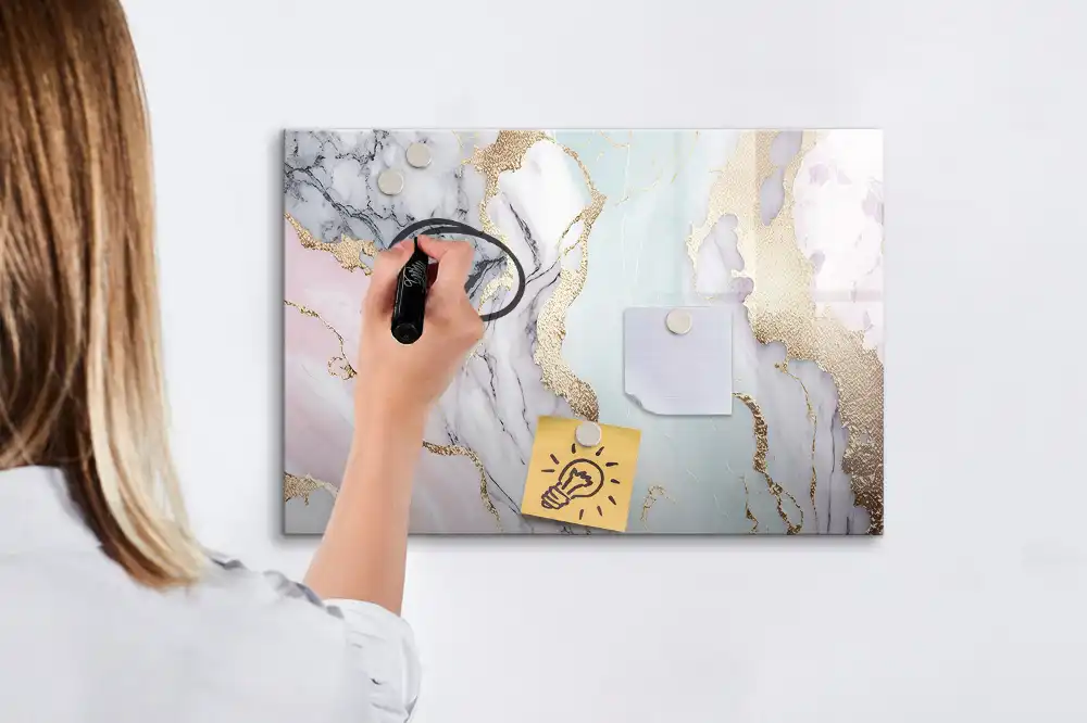 Tableau magnétique à dessiner motif marbre naturel