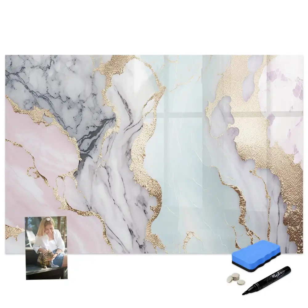 Tableau magnétique à dessiner motif marbre naturel
