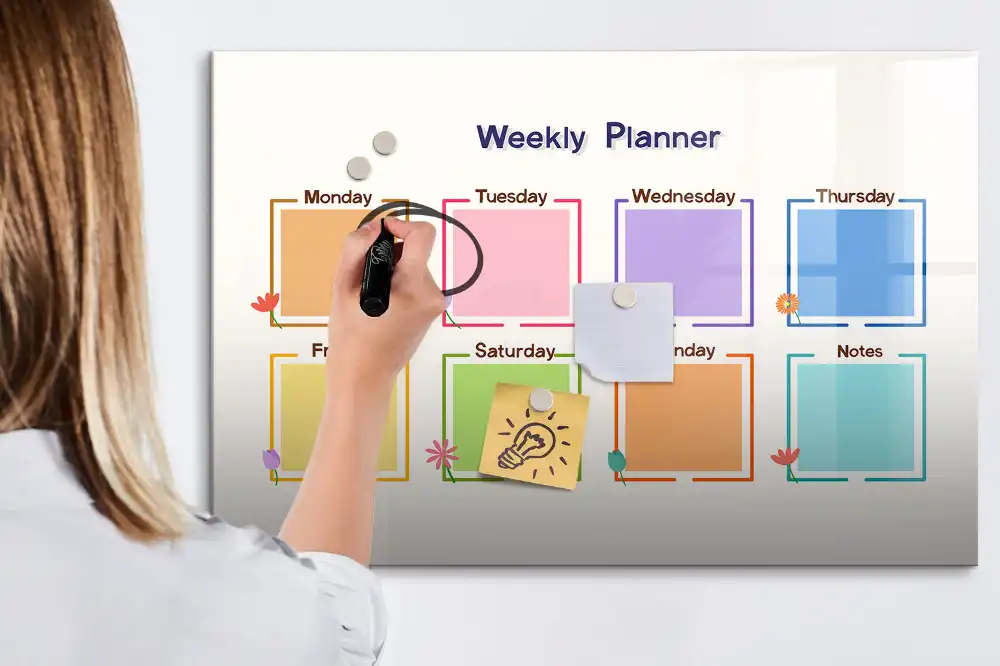 Tableau magnétique hebdomadaire pour planification