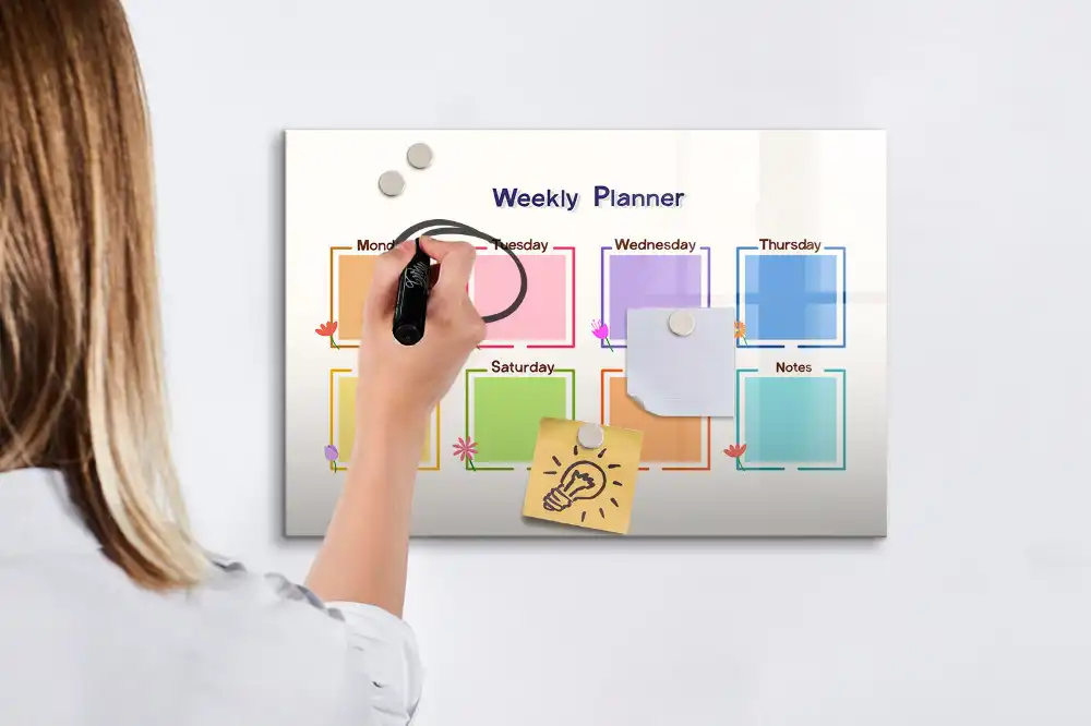 Tableau magnétique hebdomadaire pour planification