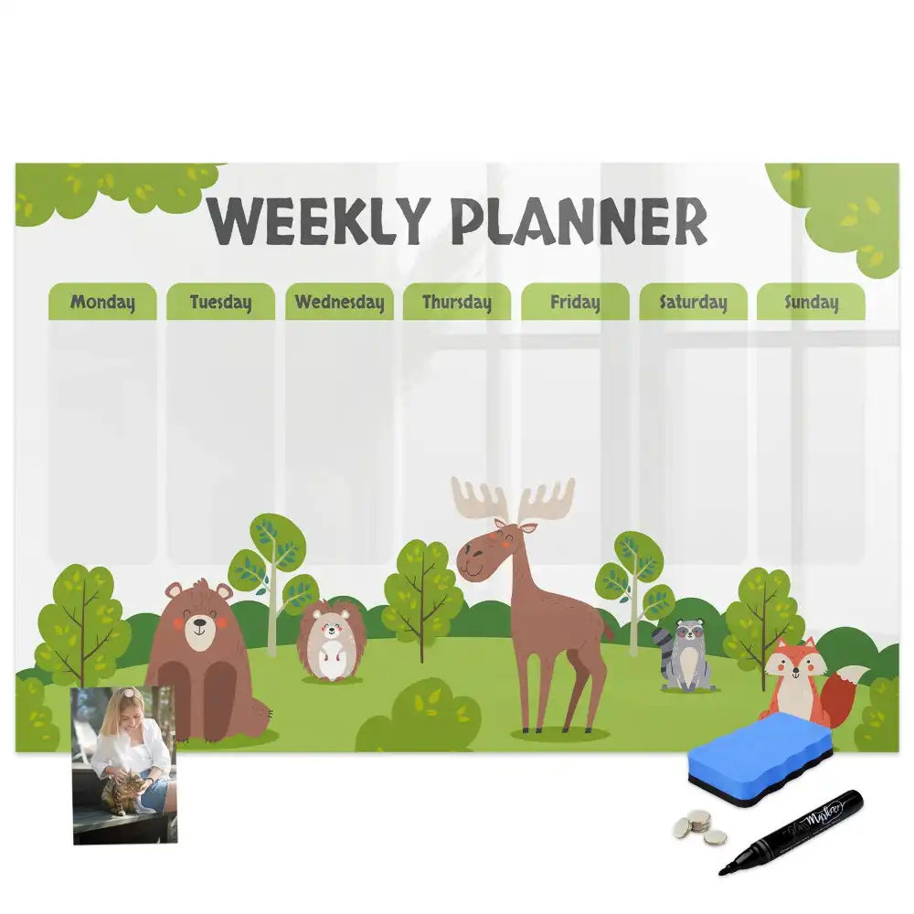 Tableau blanc magnétique effaçable à sec pour plan de leçon et activités scolaires