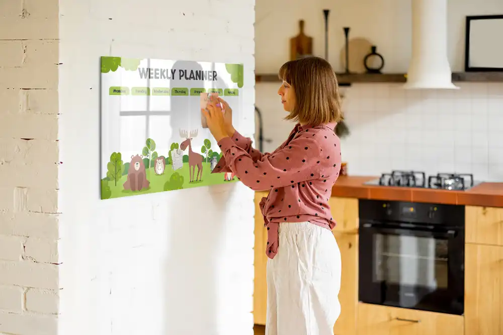 Tableau blanc magnétique effaçable à sec pour plan de leçon et activités scolaires