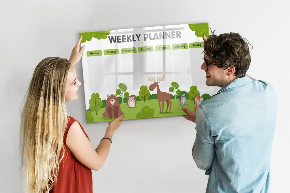 Tableau blanc magnétique effaçable à sec pour plan de leçon et activités scolaires
