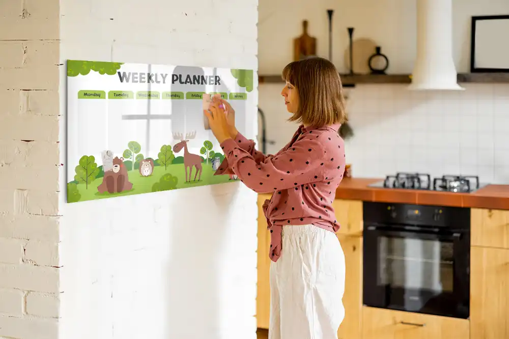 Tableau blanc magnétique effaçable à sec pour plan de leçon et activités scolaires