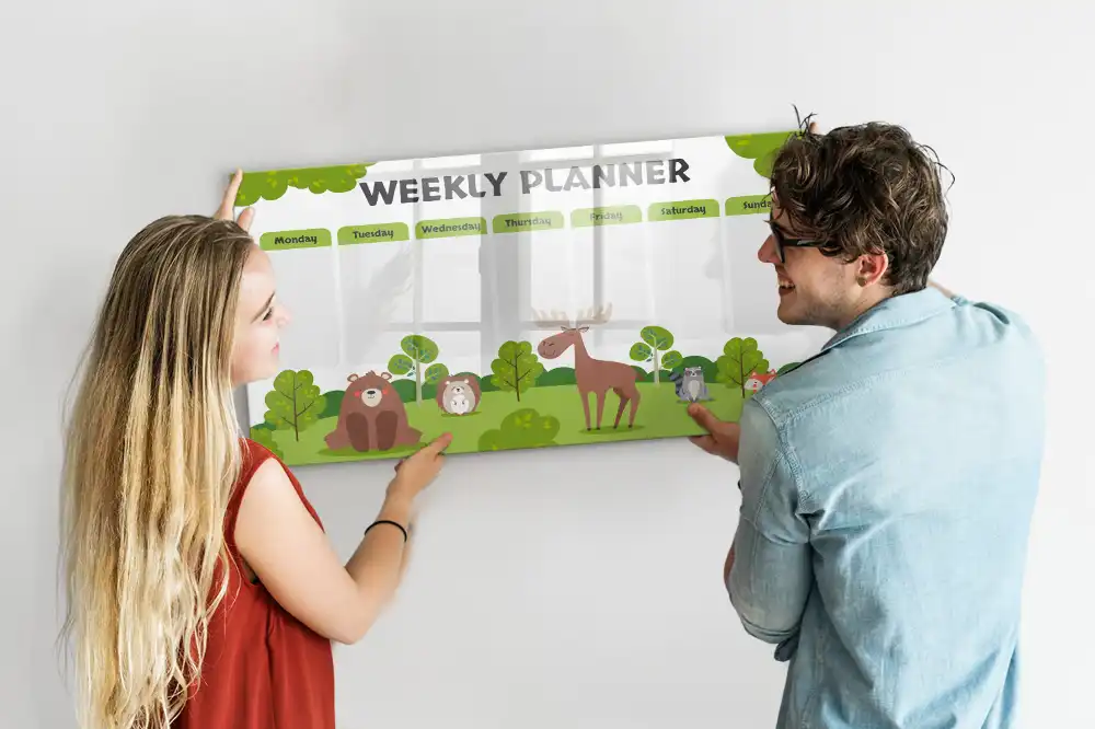 Tableau blanc magnétique effaçable à sec pour plan de leçon et activités scolaires