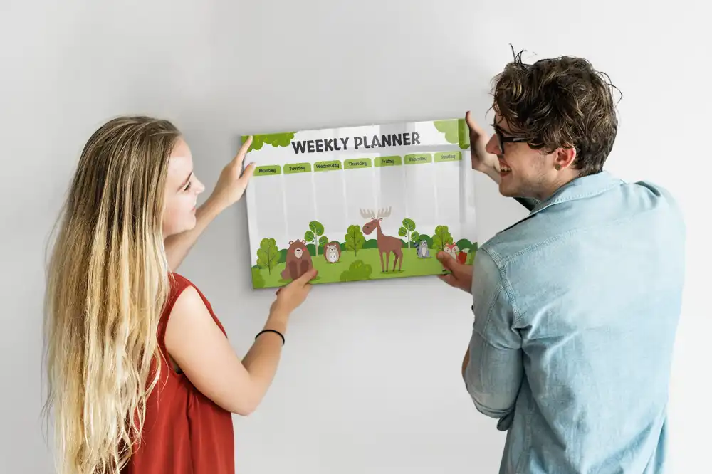 Tableau blanc magnétique effaçable à sec pour plan de leçon et activités scolaires