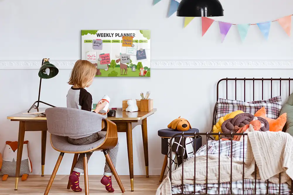Tableau blanc magnétique effaçable à sec pour plan de leçon et activités scolaires