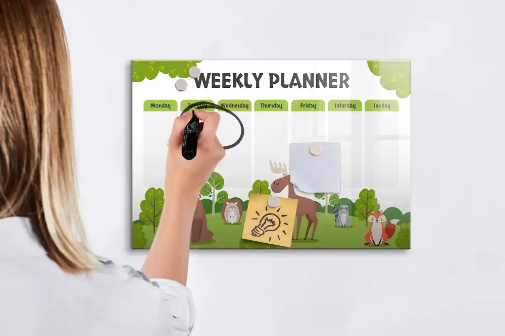 Tableau blanc magnétique effaçable à sec pour plan de leçon et activités scolaires