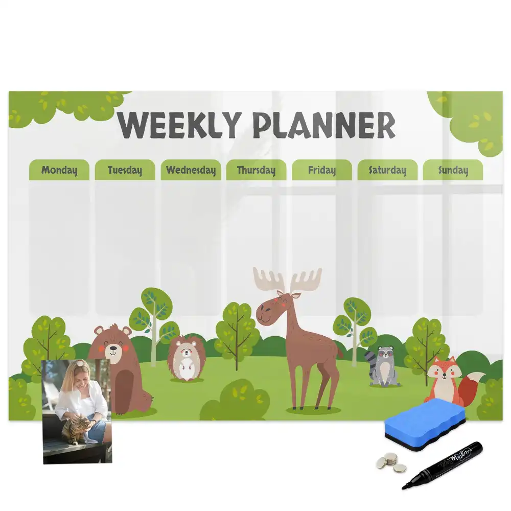 Tableau blanc magnétique effaçable à sec pour plan de leçon et activités scolaires