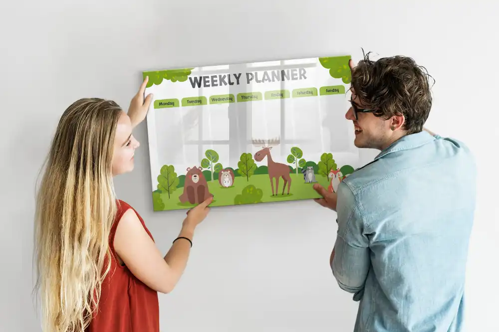Tableau blanc magnétique effaçable à sec pour plan de leçon et activités scolaires