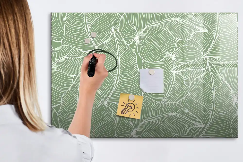 Tableau magnétique pour écriture motif feuille naturelle