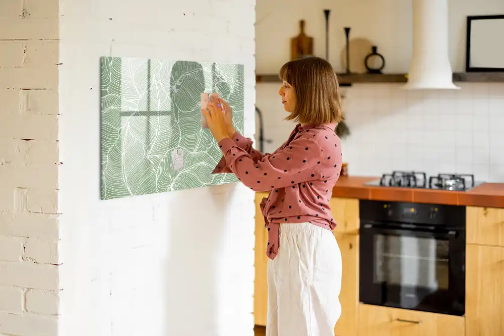 Tableau magnétique pour écriture motif feuille naturelle