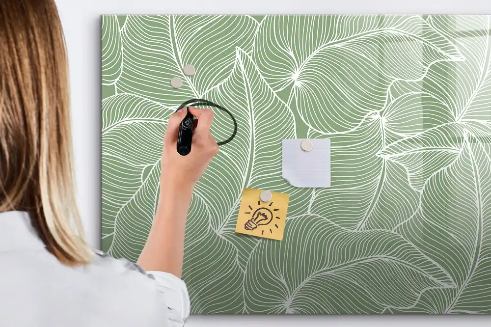 Tableau magnétique pour écriture motif feuille naturelle