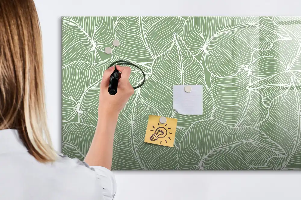 Tableau magnétique pour écriture motif feuille naturelle