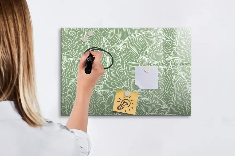 Tableau magnétique pour écriture motif feuille naturelle