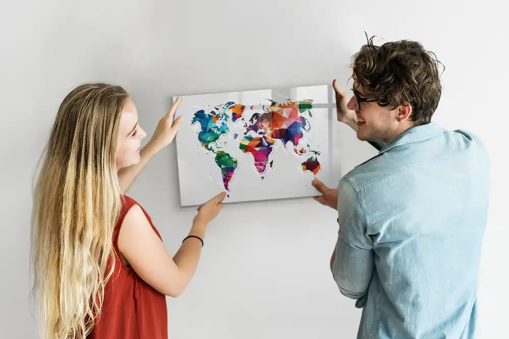 Tableau magnétique à dessiner avec grille géométrique en triangles