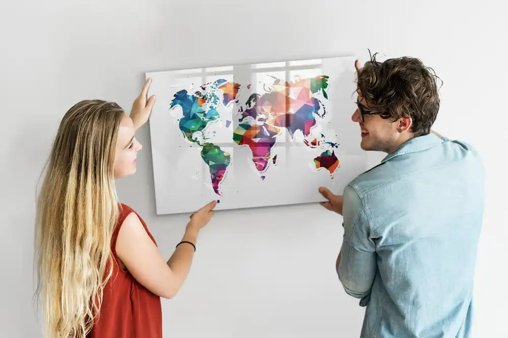 Tableau magnétique à dessiner avec grille géométrique en triangles