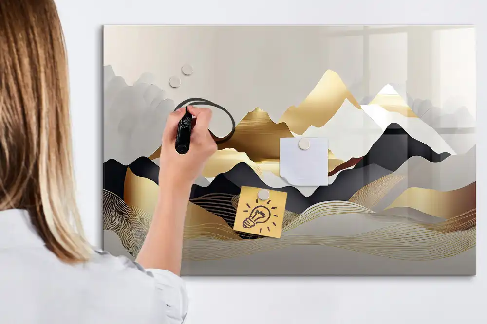 Tableau blanc magnétique effaçable à sec motif montagne abstraite