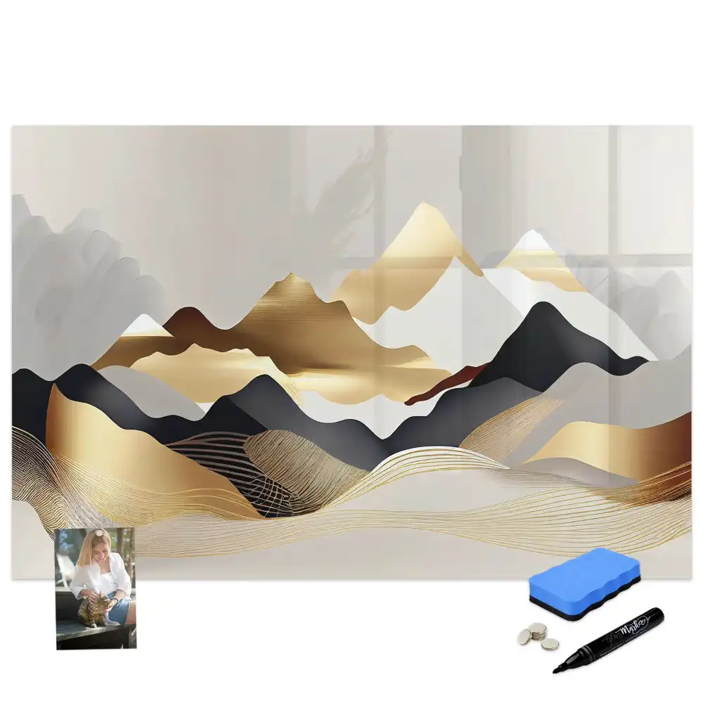 Tableau blanc magnétique effaçable à sec motif montagne abstraite