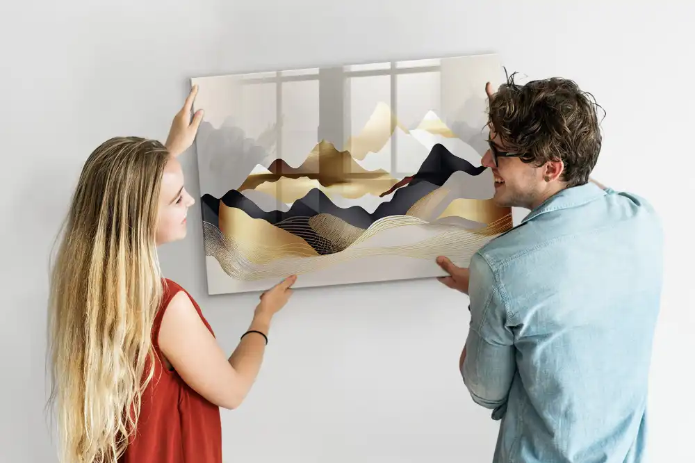 Tableau blanc magnétique effaçable à sec motif montagne abstraite