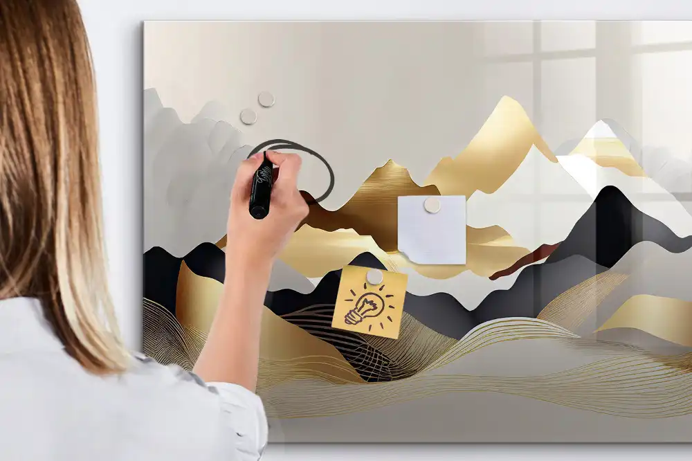 Tableau blanc magnétique effaçable à sec motif montagne abstraite