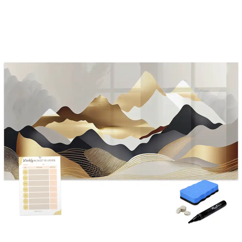 Tableau blanc magnétique effaçable à sec motif montagne abstraite
