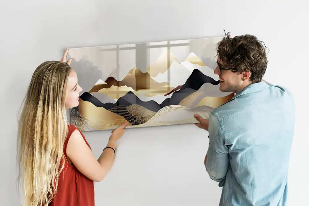 Tableau blanc magnétique effaçable à sec motif montagne abstraite