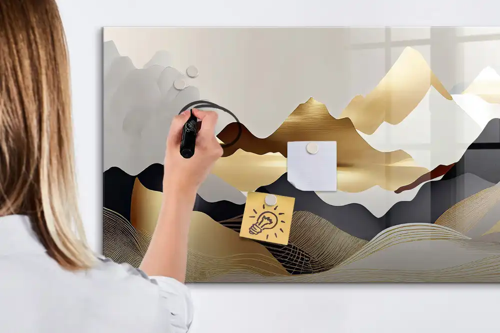 Tableau blanc magnétique effaçable à sec motif montagne abstraite