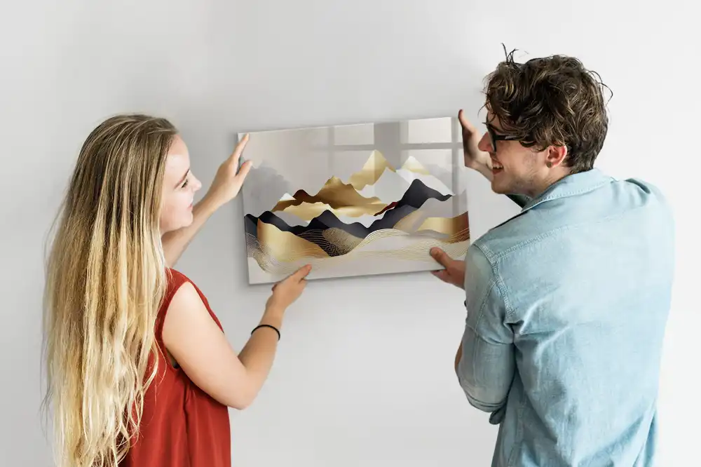 Tableau blanc magnétique effaçable à sec motif montagne abstraite