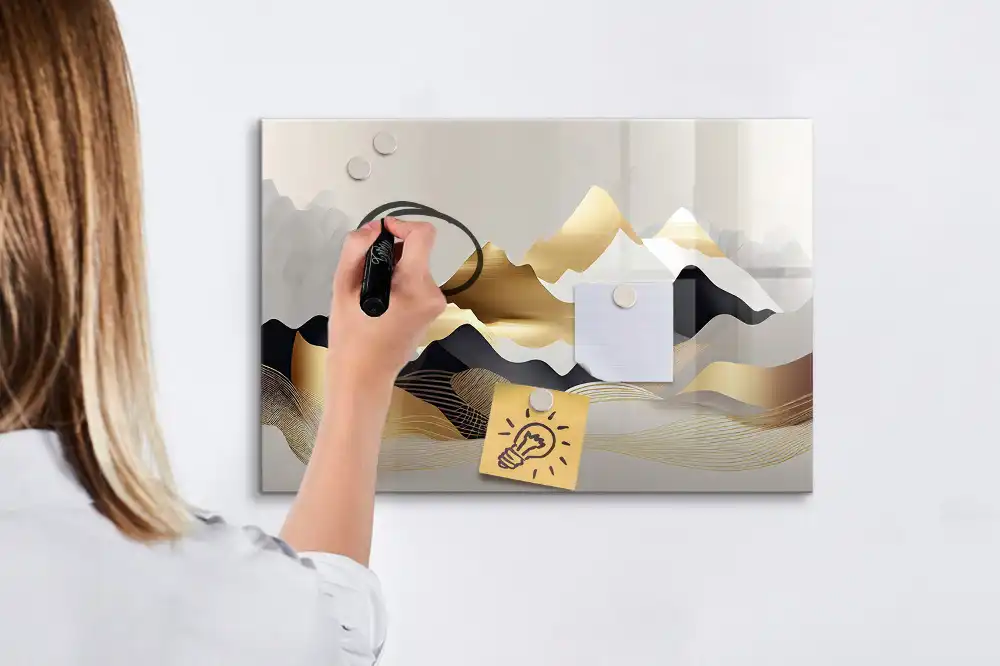 Tableau blanc magnétique effaçable à sec motif montagne abstraite