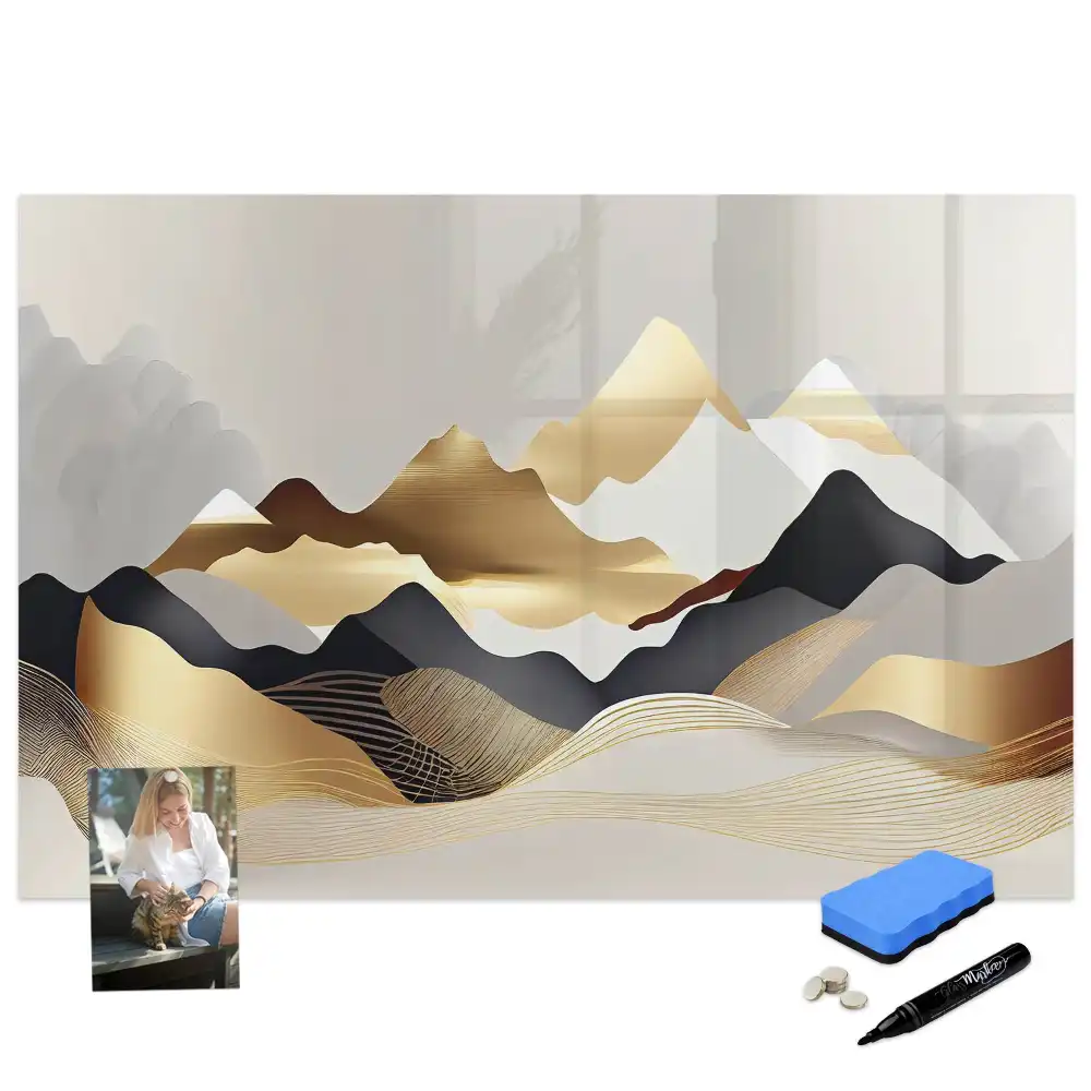 Tableau blanc magnétique effaçable à sec motif montagne abstraite