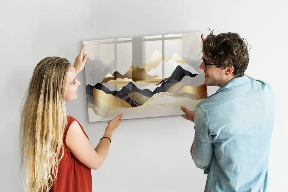 Tableau blanc magnétique effaçable à sec motif montagne abstraite