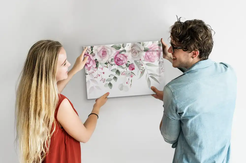 Tableau blanc magnétique effaçable à sec à motif de fleurs et aquarelles de roses