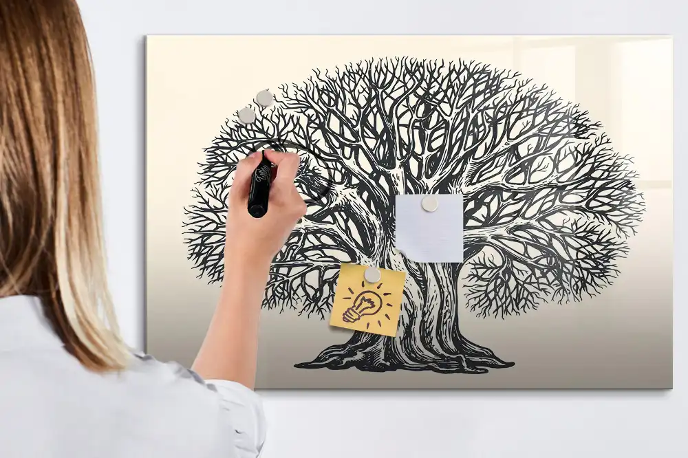 Tableau magnétique à dessiner motif grand arbre dans le parc