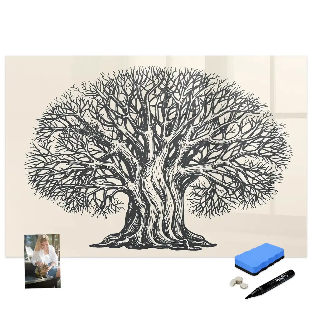 Tableau magnétique à dessiner motif grand arbre dans le parc