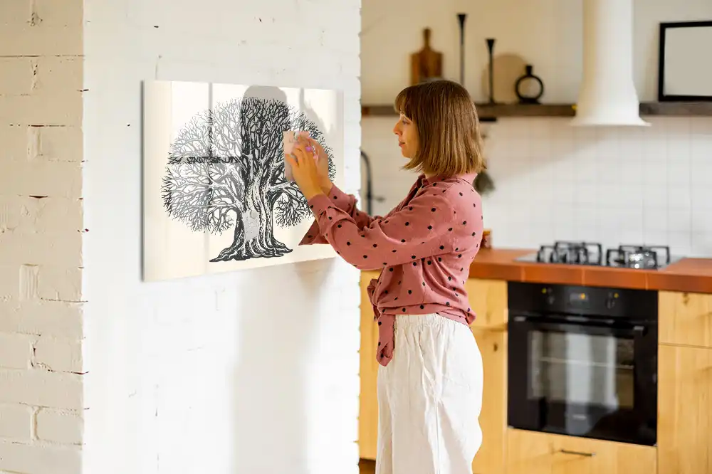 Tableau magnétique à dessiner motif grand arbre dans le parc