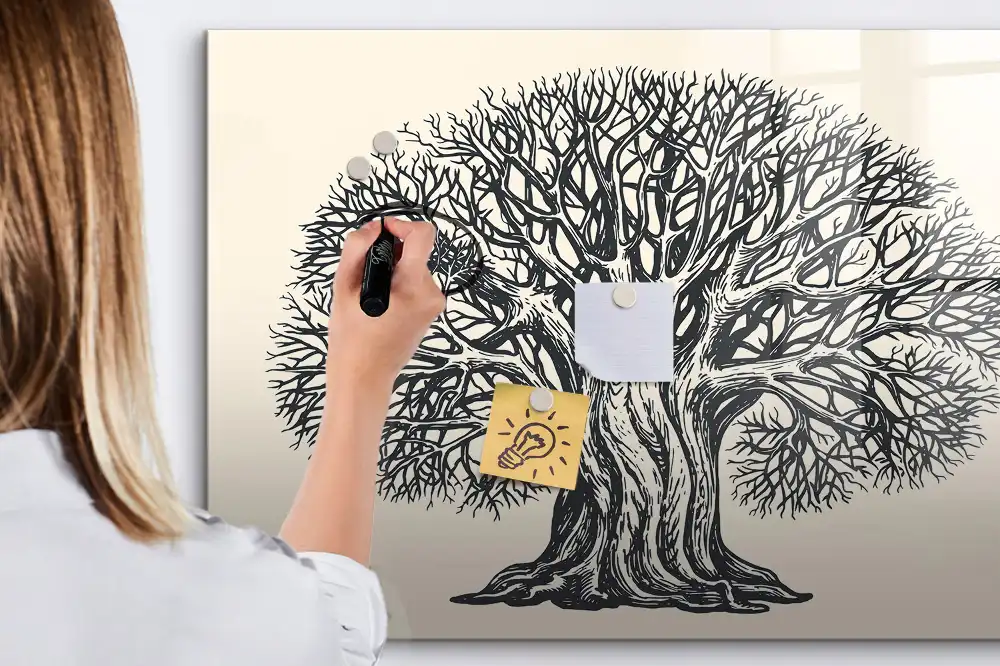 Tableau magnétique à dessiner motif grand arbre dans le parc