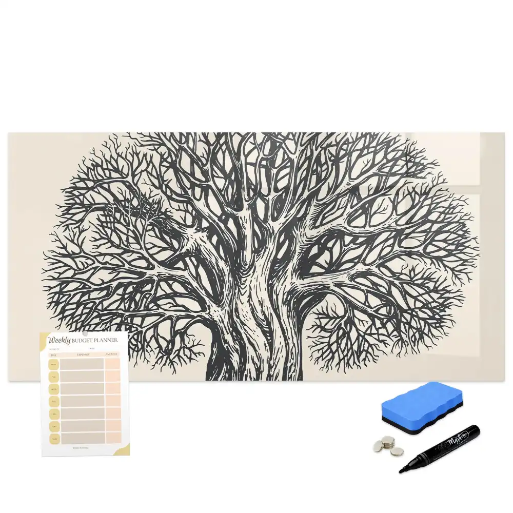 Tableau magnétique à dessiner motif grand arbre dans le parc