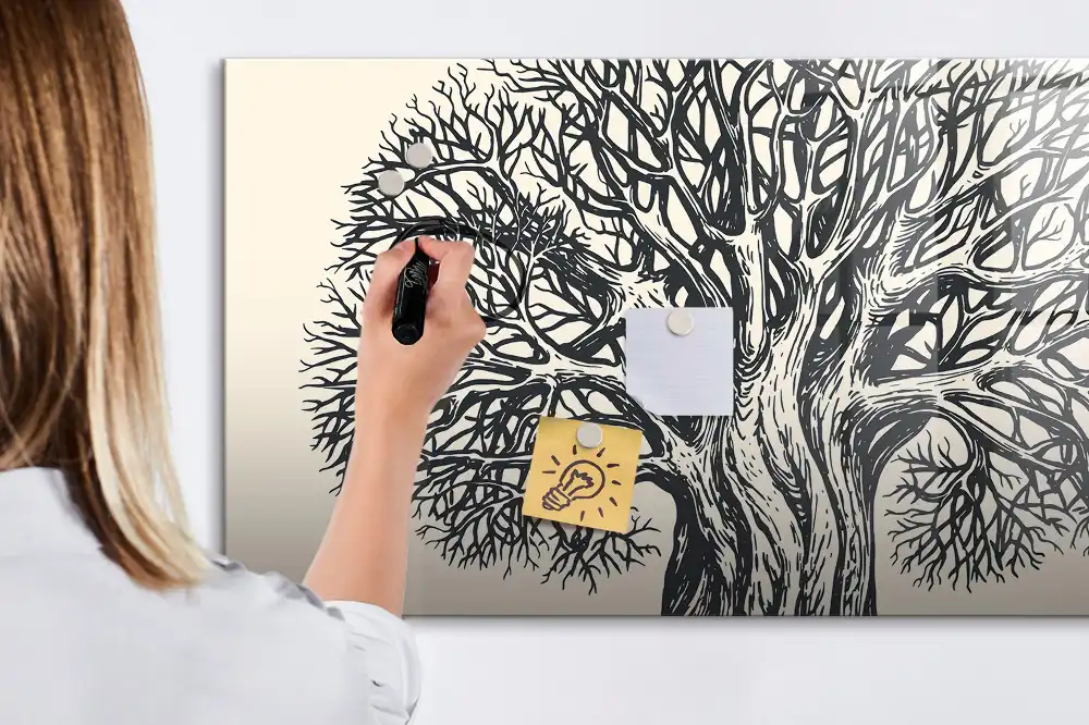Tableau magnétique à dessiner motif grand arbre dans le parc