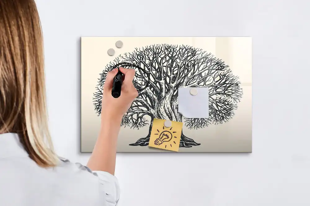 Tableau magnétique à dessiner motif grand arbre dans le parc