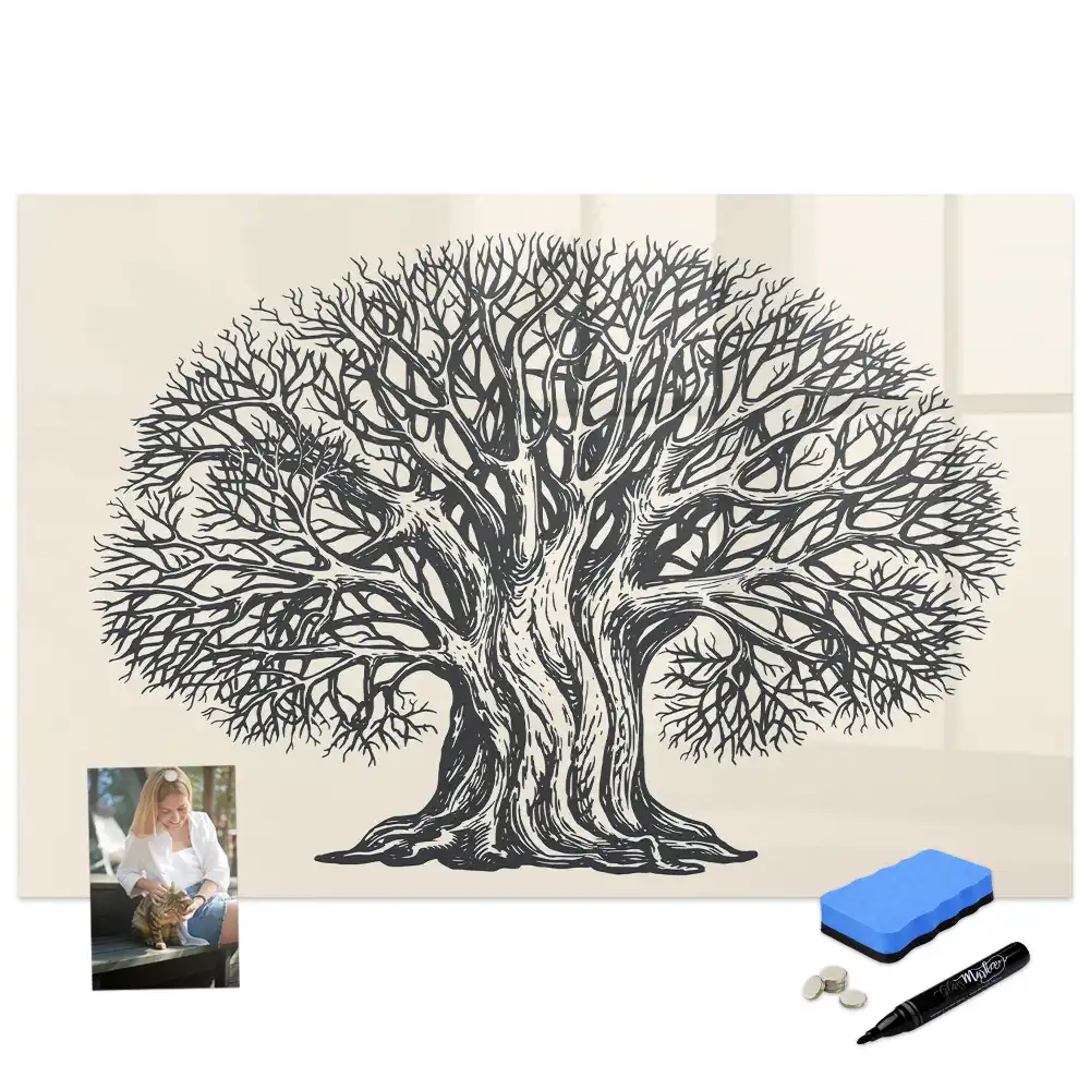 Tableau magnétique à dessiner motif grand arbre dans le parc