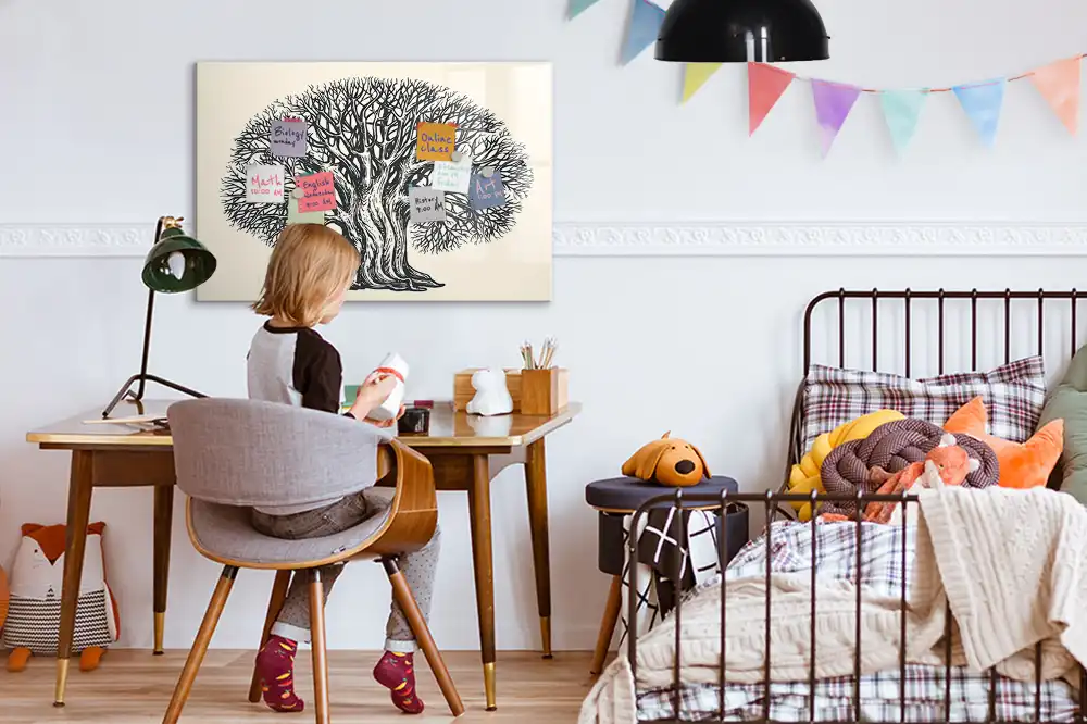 Tableau magnétique à dessiner motif grand arbre dans le parc