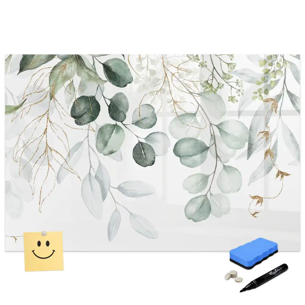 Tableau blanc magnétique effaçable à sec avec pots de plantes suspendus