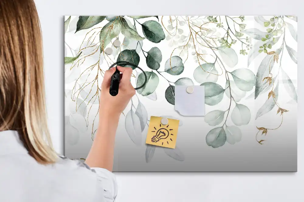 Tableau blanc magnétique effaçable à sec avec pots de plantes suspendus